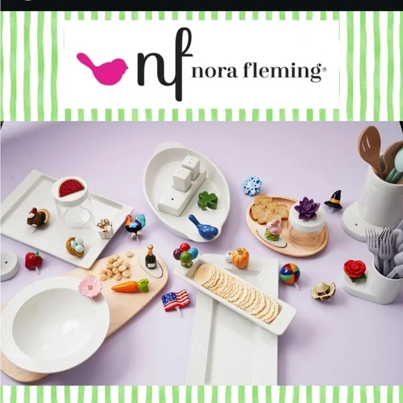 Nora Fleming Cream Pearl Dot serving Tray - Picture 11 of 12